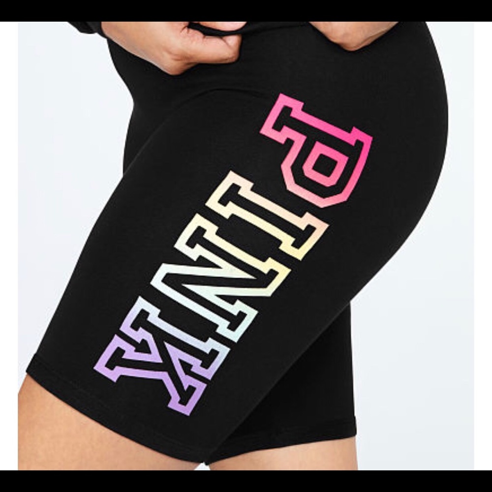 Pink Victoria’s Secret rainbow ombré bike shorts